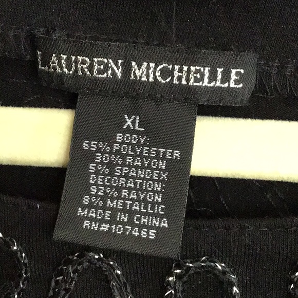 GORGEOUS floaty black & silver embroidered sleeved tunic, XL - Picture 6 of 6